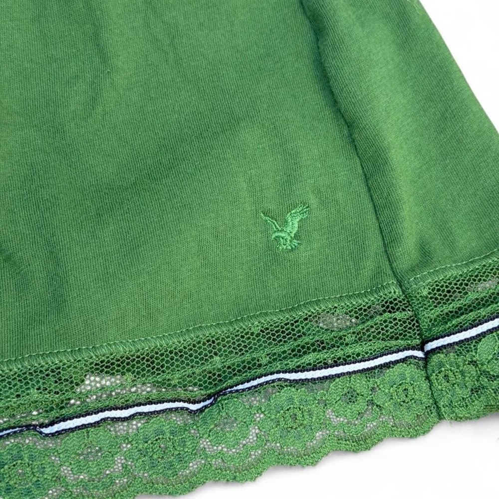 Vintage Y2K American Eagle Green Lace Babydoll Cami Top Size M Coquette Bow - Picture 4 of 5